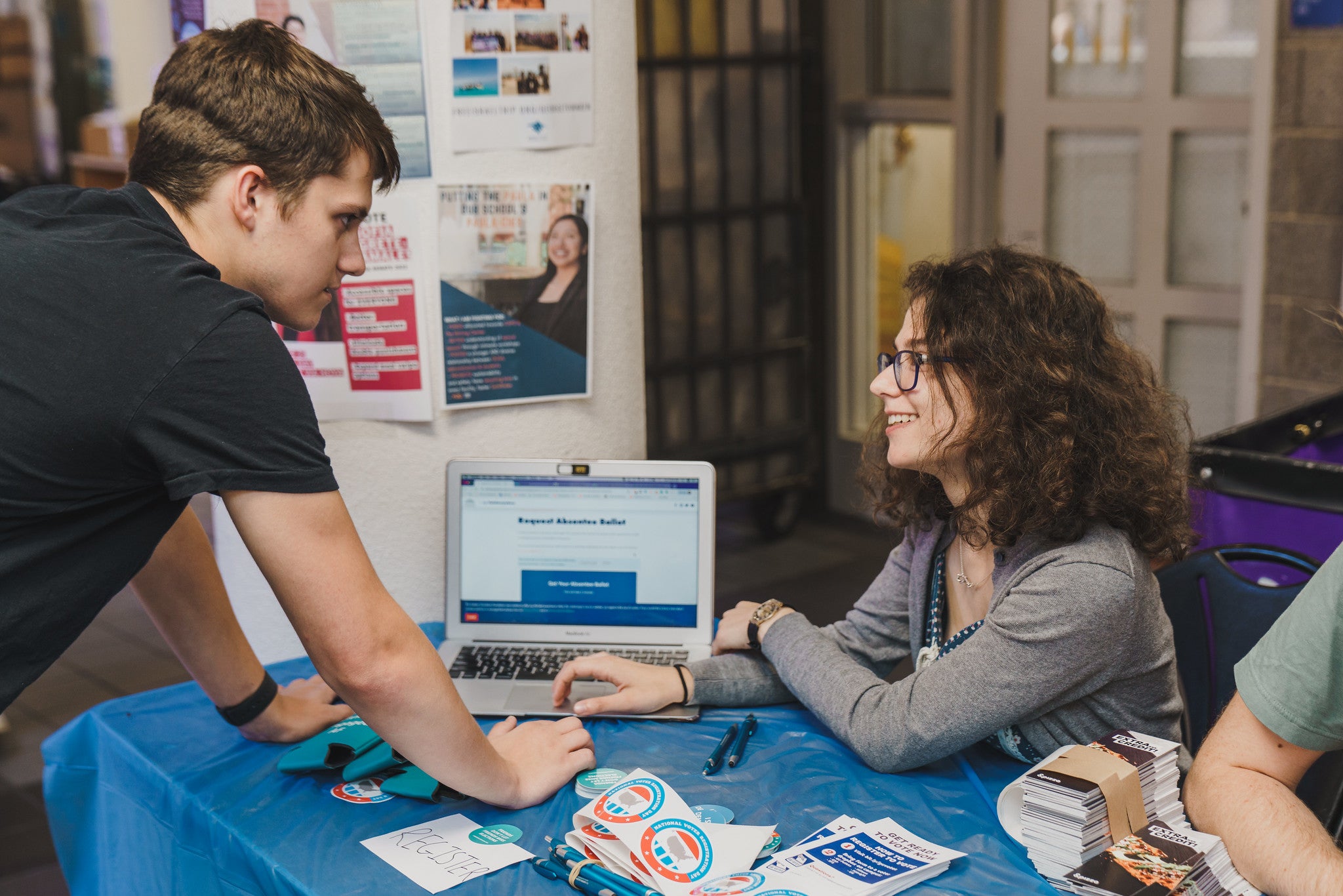 GU Votes event with students and computers to register to vote