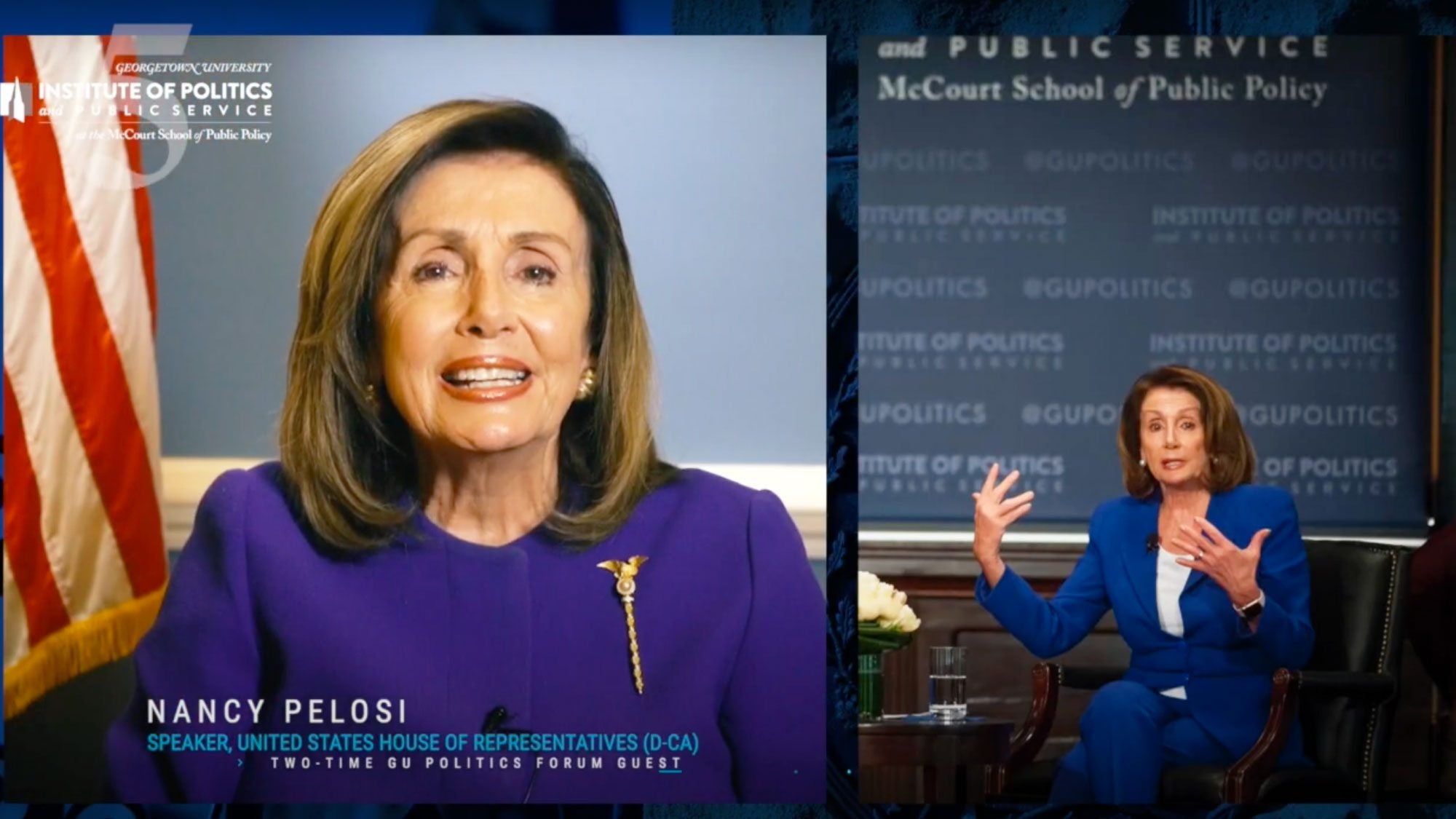 Nancy Pelosi at a GU Politics event