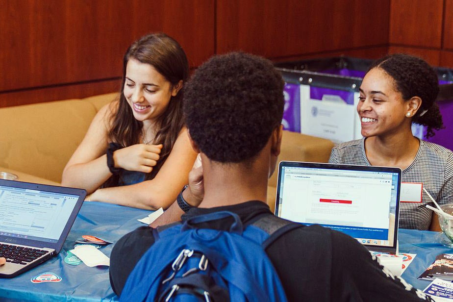 GU Votes students working at a table.