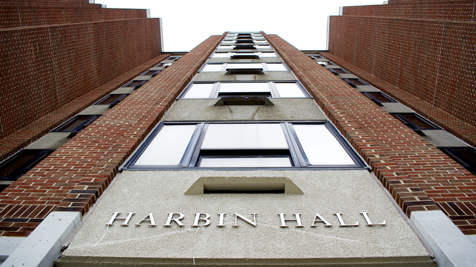 Worm eye photo of Harbin Hall