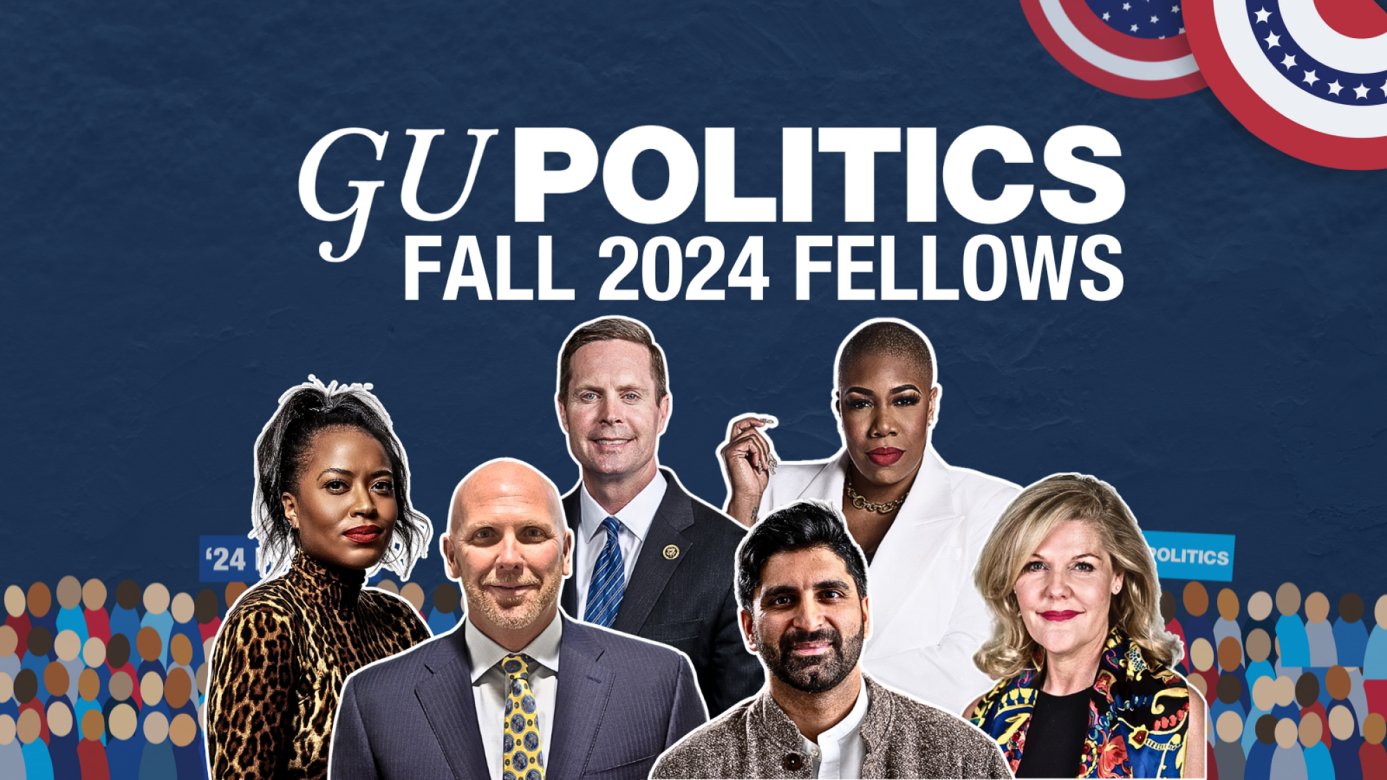 Stylized graphics of Fall 2024 Fellows&#039; headshots