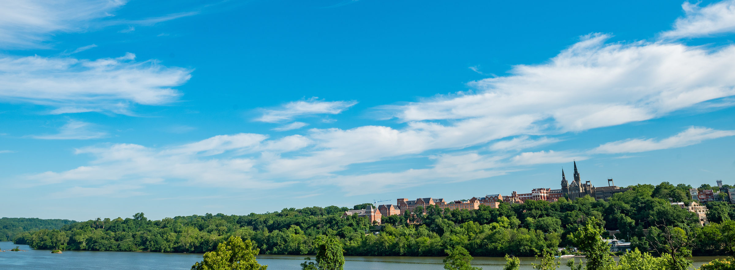 Decorative image of Georgetown in the distance and river.